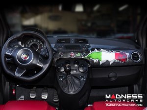 FIAT 500 Custom Dashboard - Carbon Fiber - Italian Flag w/ Black Scorpion 